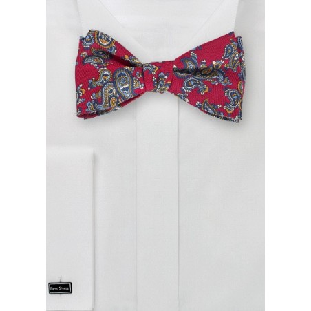 Paisley Bow Tie in Red and Blue