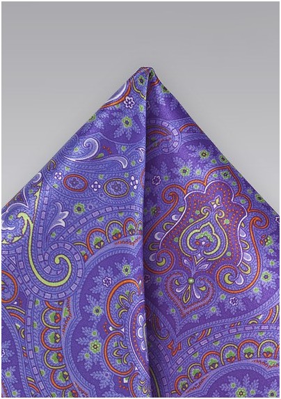 Patterned Pocket Square in Electric Purples