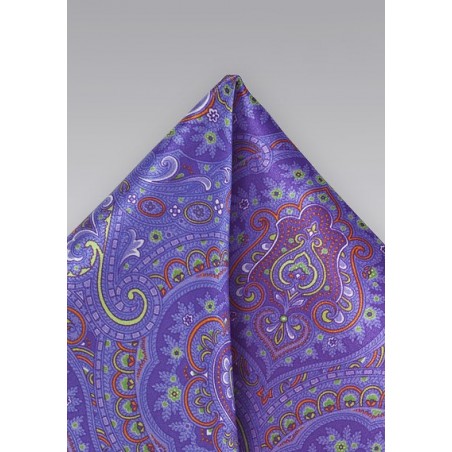 Patterned Pocket Square in Electric Purples