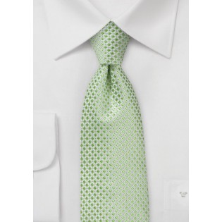 Elegant Pistachio Check Necktie in Pure Silk
