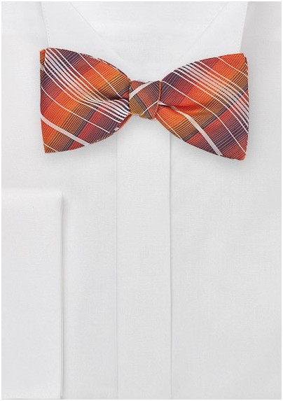 Graphic Plaid Bow Tie in Oranges