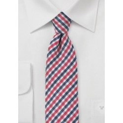 Slim Gingham Tie in Pinks and Blues