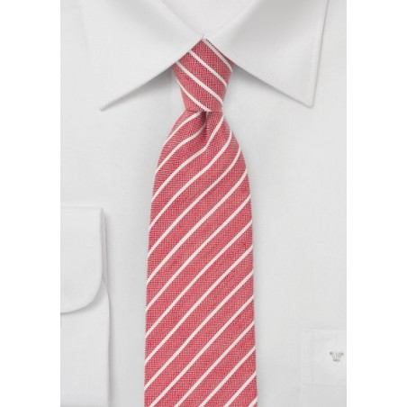 Red and White Stripe Linen Tie