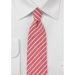 Red and White Stripe Linen Tie