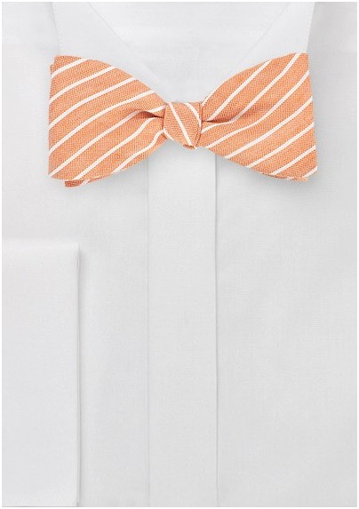 Peach Orange Linen Bow Tie