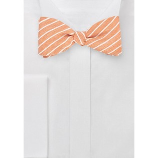 Peach Orange Linen Bow Tie