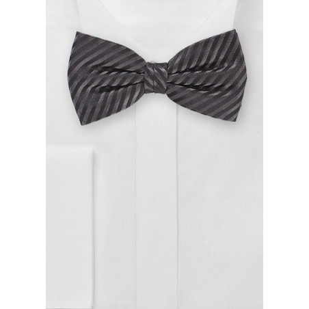 Pure Silk Bowtie in Pewter and Black