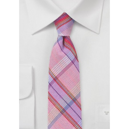 Pink Cotton Tie with Madras Check