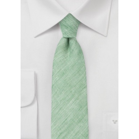 Skinny Linen Necktie in Vintage Green
