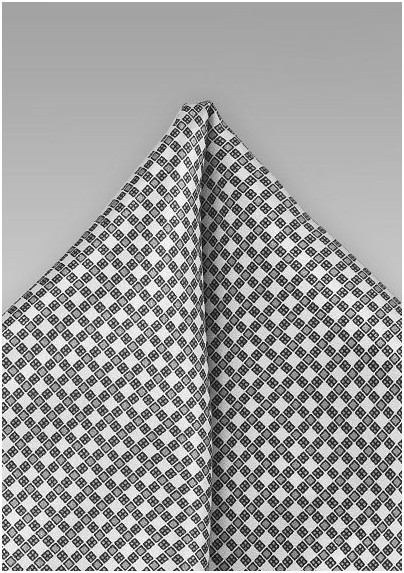 Silver and Gray Patterned Pocket Square