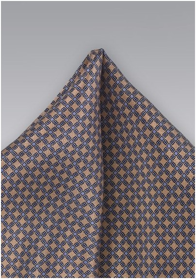Brown and Light Blue Pocket Square
