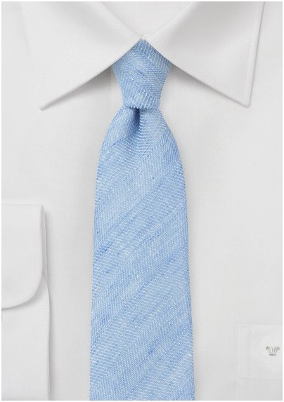 Coastal Blue Skinny Tie in Linen