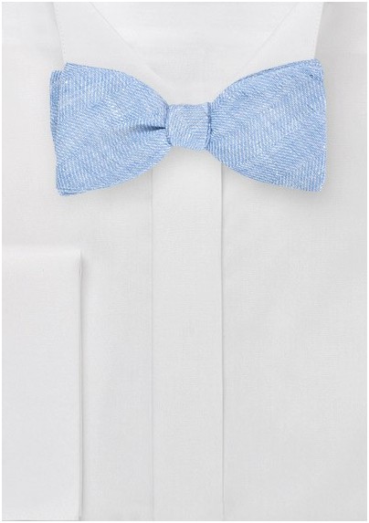 Blue Linen Self Tie Bow Tie