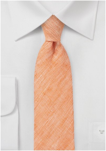 Skinny Tie in Tangerine Linen