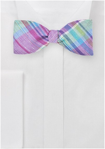 Lavender and Mint Madras Bow Tie