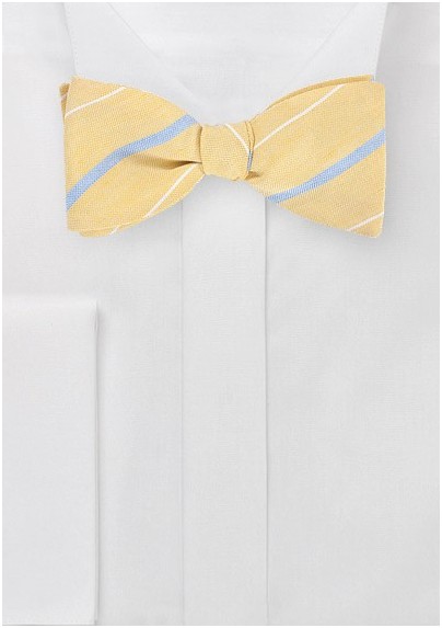 Vintage Yellow Striped Bow Tie
