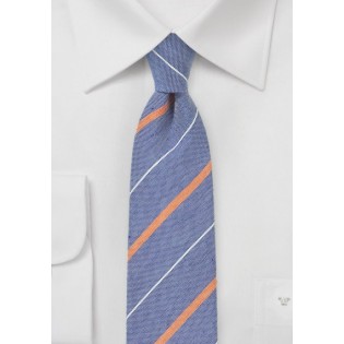 Striped Skinny Tie in Vintage Blues and Oranges