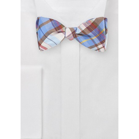 Graphic Plaid Bow Tie in Blues and Browns