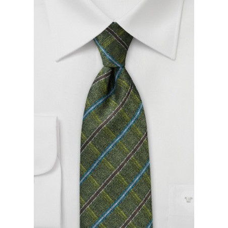 Men's Plaid Style Necktie in Green