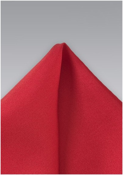 Solid Color Red Silk Pocket Square