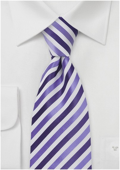Striped Kids Length Tie in Purples