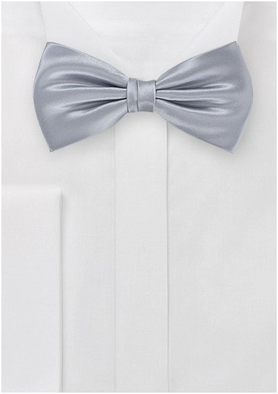 Pre-Tied Silver Silk Bow Tie