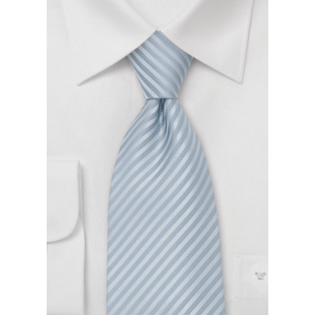 Fine Striped Tie in Light Silver