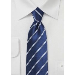 Classic Navy Tie with Double Pin Stripe Design