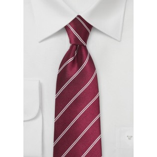 Burgundy Tie with Double Pin Stripes