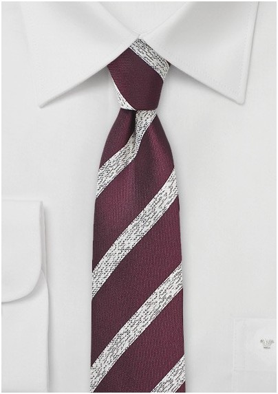 Black Cherry Colored Striped Tie
