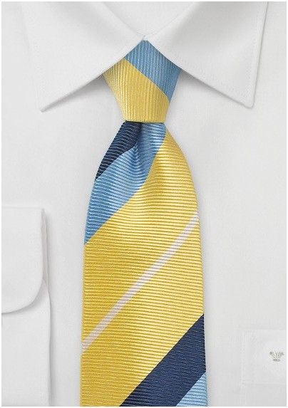 Bold Striped Tie in Yellow and Blue