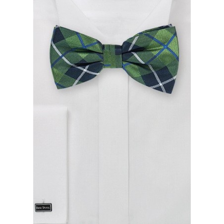 Tartan Plaid Bow Tie in Forest Green and Blue