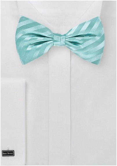 Aqua Blue Bow Tie with Stripes
