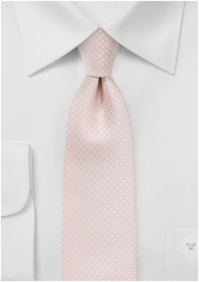 Elegant Blush Pink Tie with Silver Dots