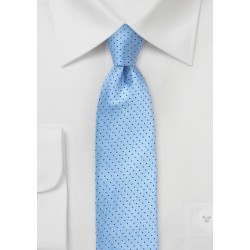 Sky Blue Skinny Tie with Navy Dots