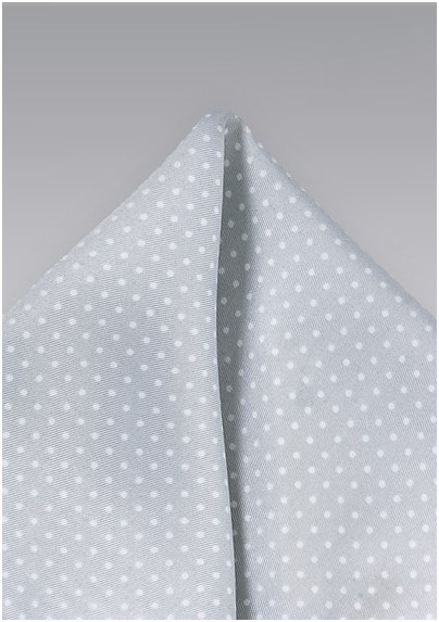 Silver and White Dotted Pocket Square