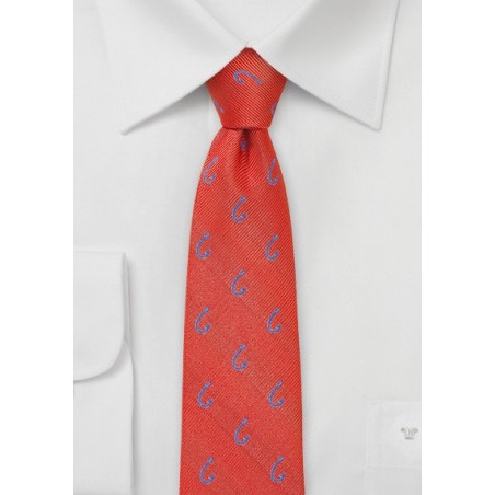 Orange-Coral Fishhook Necktie