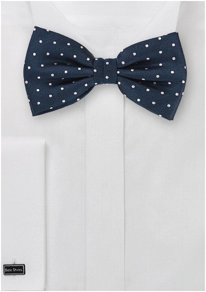 Polka Dot Bow Tie in Navy and Silver