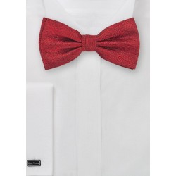 Formal Silk Bow Tie in Red with Paisleys