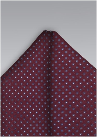 Diamond Pattern Pocket Square in Blue and Burgundy