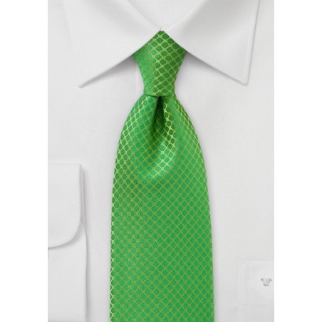 XL Length Art Deco Tie in Bright Kelly Green