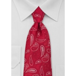 Paisley Extra Long Tie in Red White