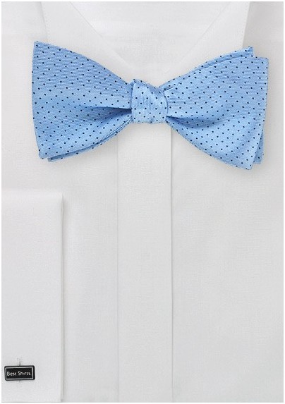 Pin Dot Bow Tie in Sky Blue and Navy