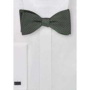 Dark Green Bow Tie with Tiny Yellow Dots