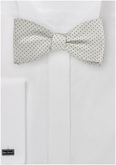 Elegant Silver and Black Pin Dot Bow Tie
