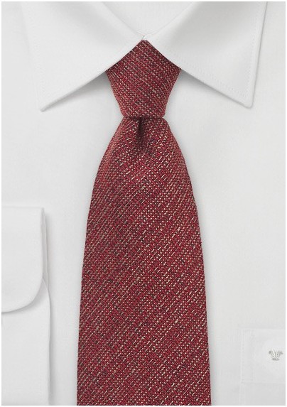 Deep Red Barleycorn Wool Necktie
