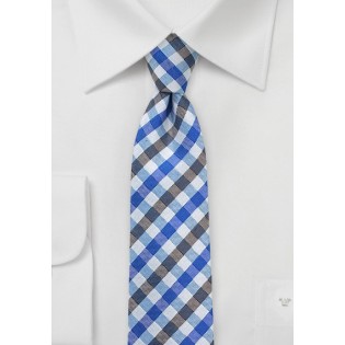 Gingham Necktie in Blues and Grays