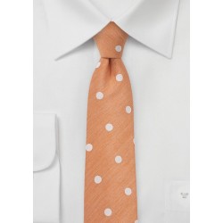 Pastel Orange Tie in Bold Dots