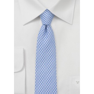Slim Houndstooth Tie in Pastel Blue