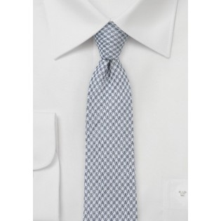 Slim Cut Houndstooth Tie in Grey